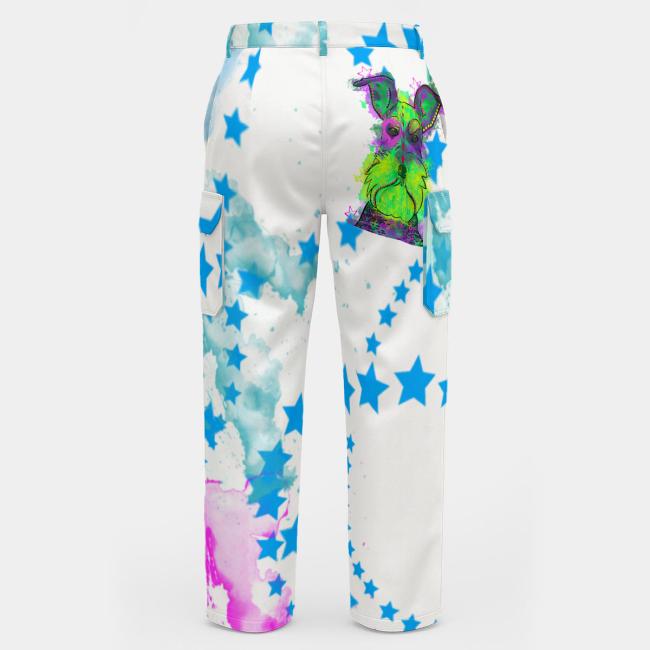 Cargohose mit Fido - Hose, lang oder kurz, bunt, 100% Polyester, Grösse S-5XL, fester Stoff, Normale Passform, Mischling, Mix, Schnauzer, Zwergschnauzer